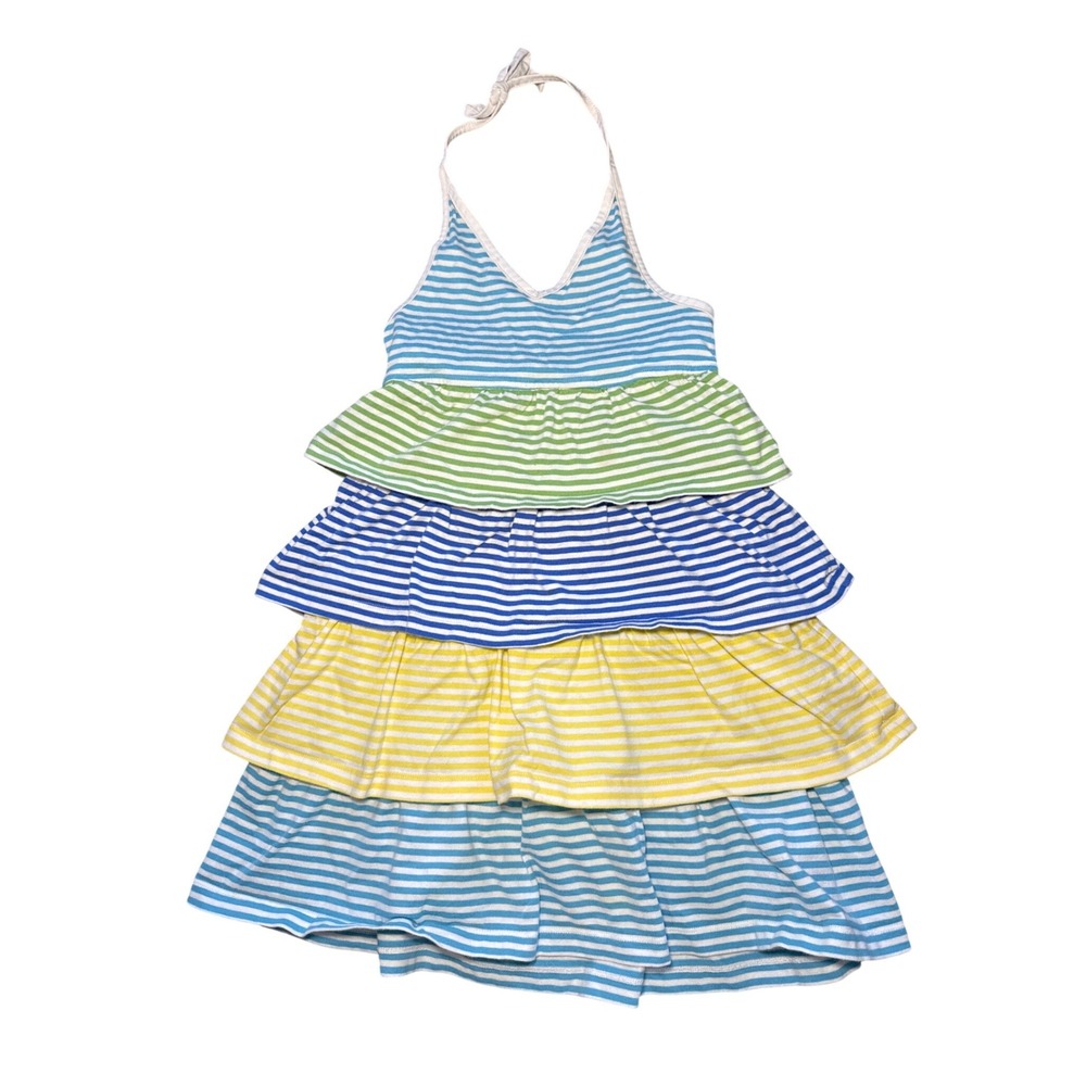 Hanna‎ Andersson Striped Tiered Halter Dress Girls Size 6-7 Summer Casual Boho